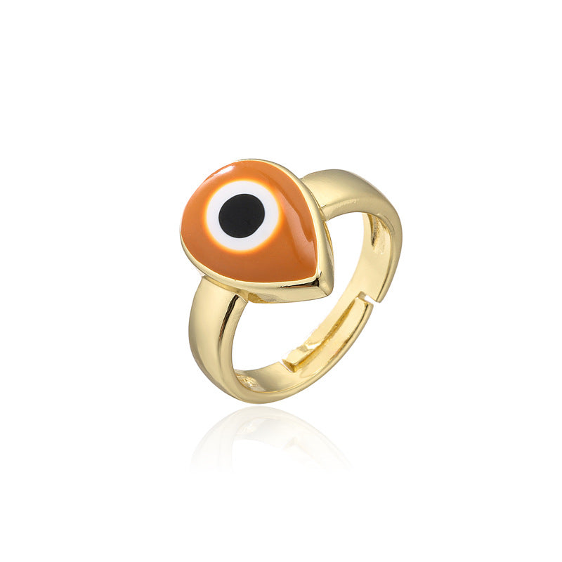 Teardrop Geometric Drip Oil Gold Plated Brass Ring for Women