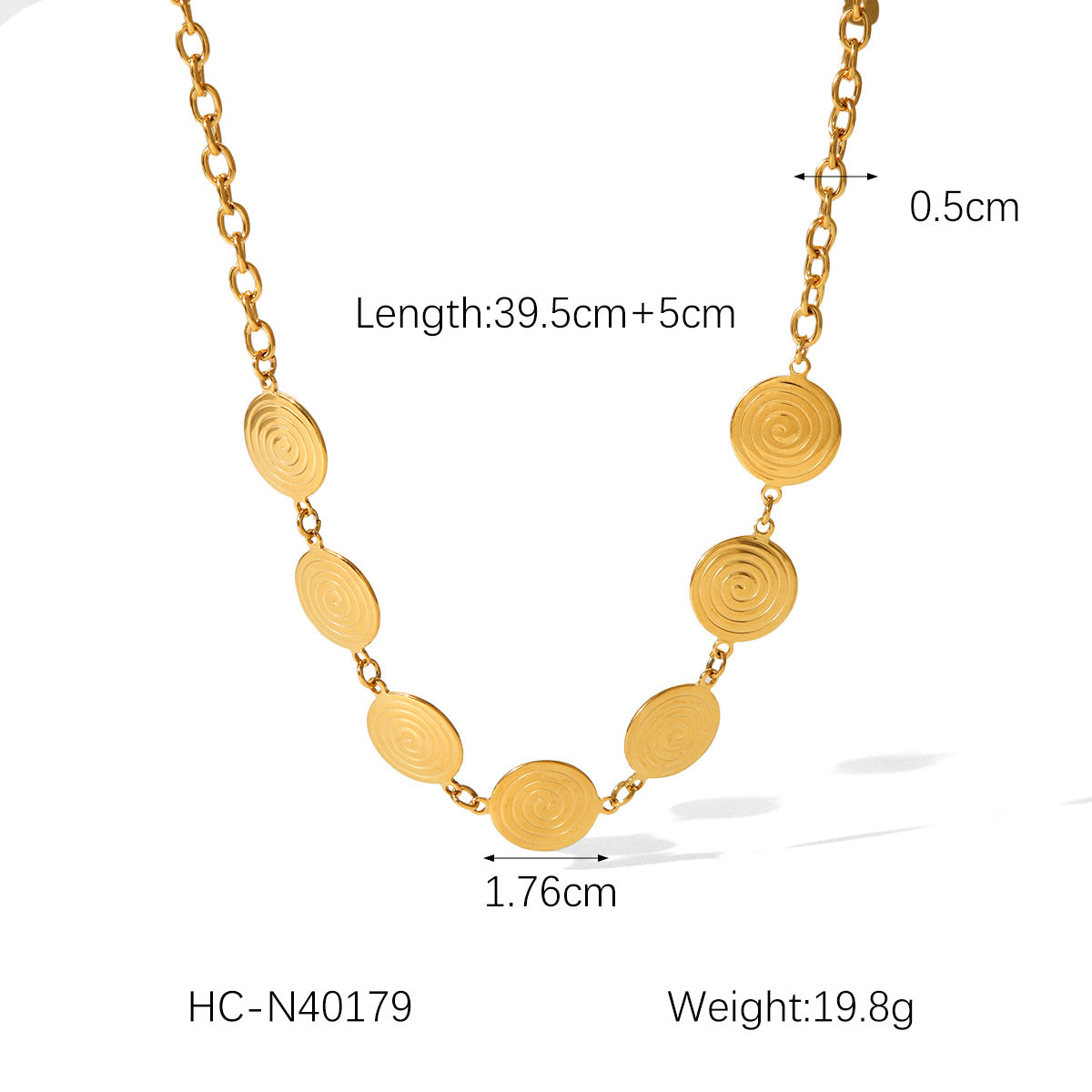 Collana da donna in acciaio inossidabile con cerchio geometrico, stile Fashion Ins, placcata oro 18 carati, catena a croce
