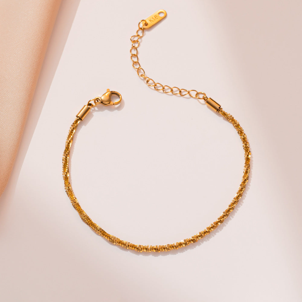 Minimalist 18K Gold Plated Titanium Steel Star Bracelet for Women