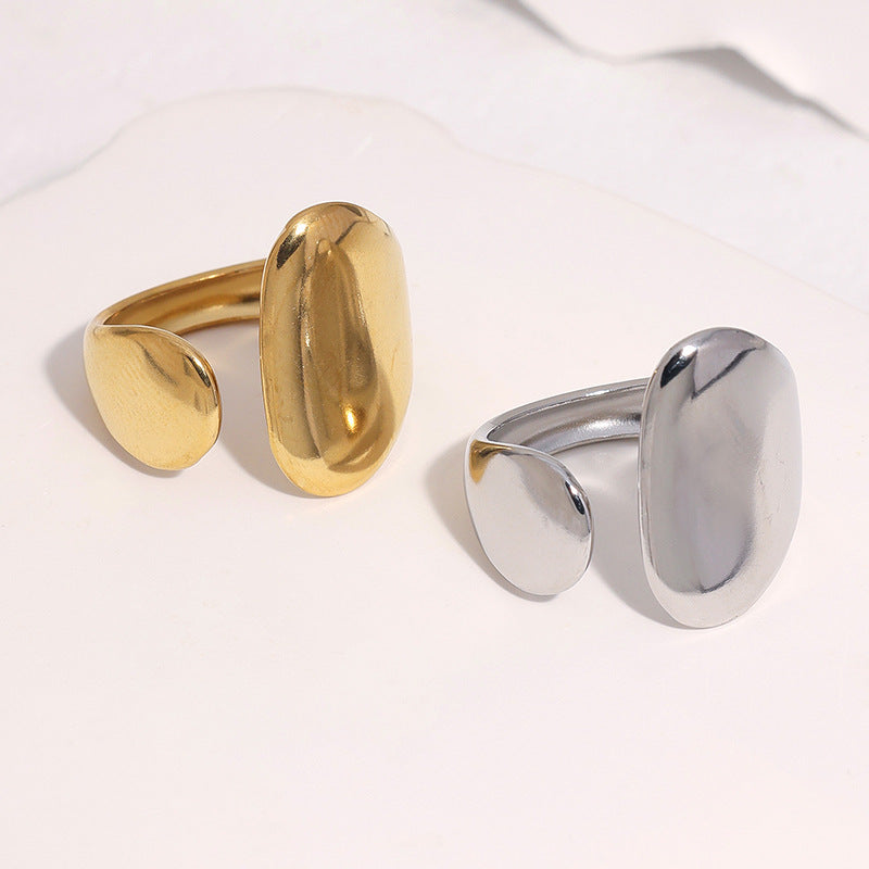 Minimalist Geometric Gold Plated Stainless Steel Open Ring for Women