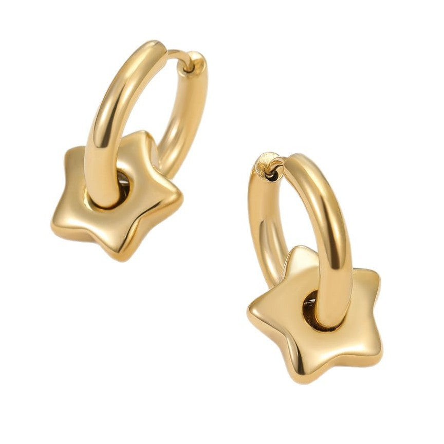 Orecchini a clip a cuore minimalisti in acciaio inossidabile con finitura placcata da donna