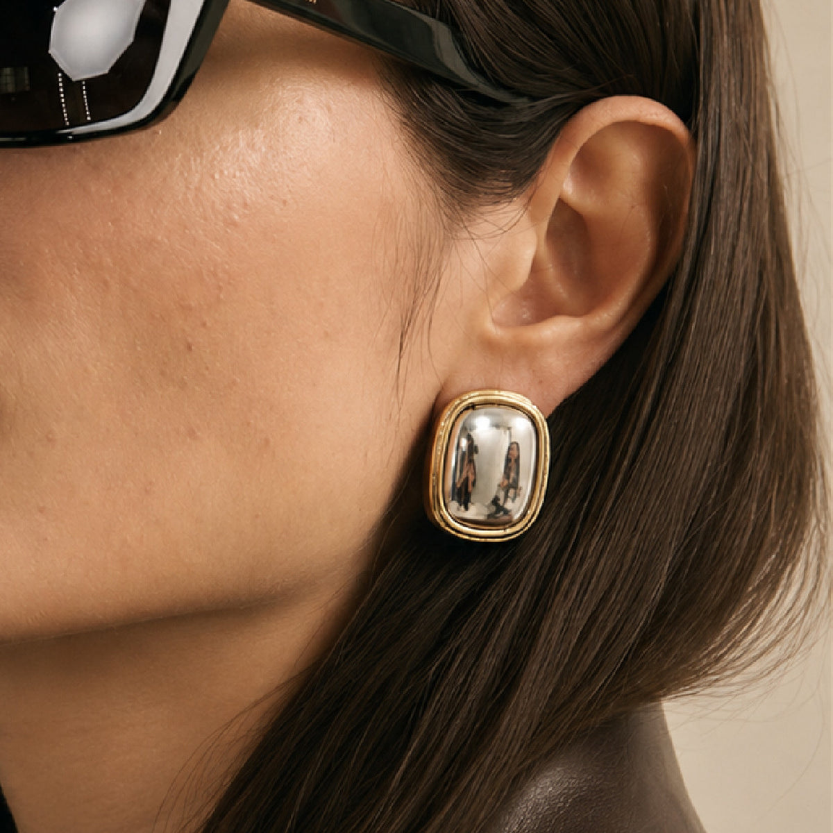 Minimalist Luxury Geometric Oval Stainless Steel Earrings PVD Plated for Women