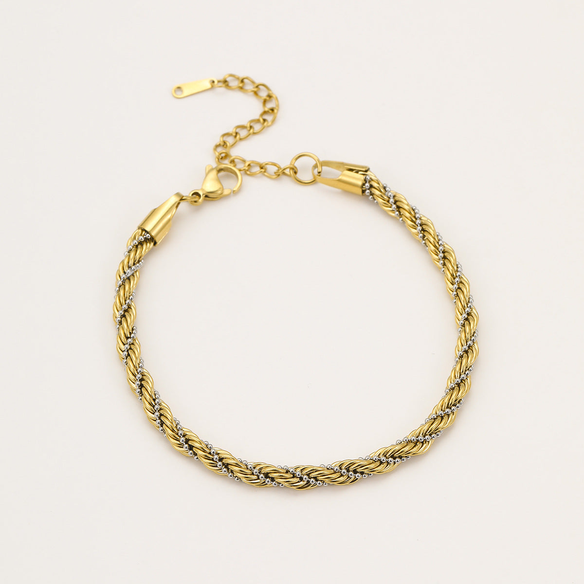 Bracciale con catena attorcigliata geometrica OL alla moda, in acciaio inossidabile placcato oro 18 carati, gioielli da donna