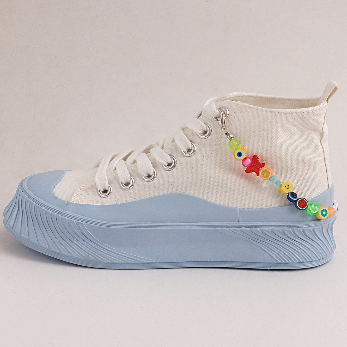 Geometric Alloy Anklet for Women with Soft Clay Fruit and Letter Design for Canvas Shoes Decoration