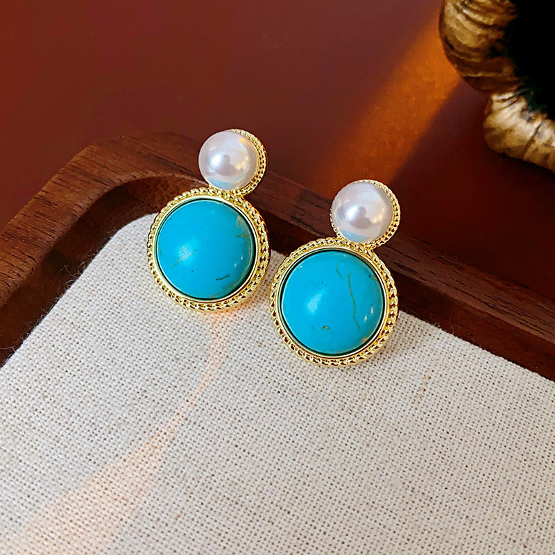 Chic Minimalist Round Resin Stud Earrings with Steel Posts for Women Geometric Fashion Accessory