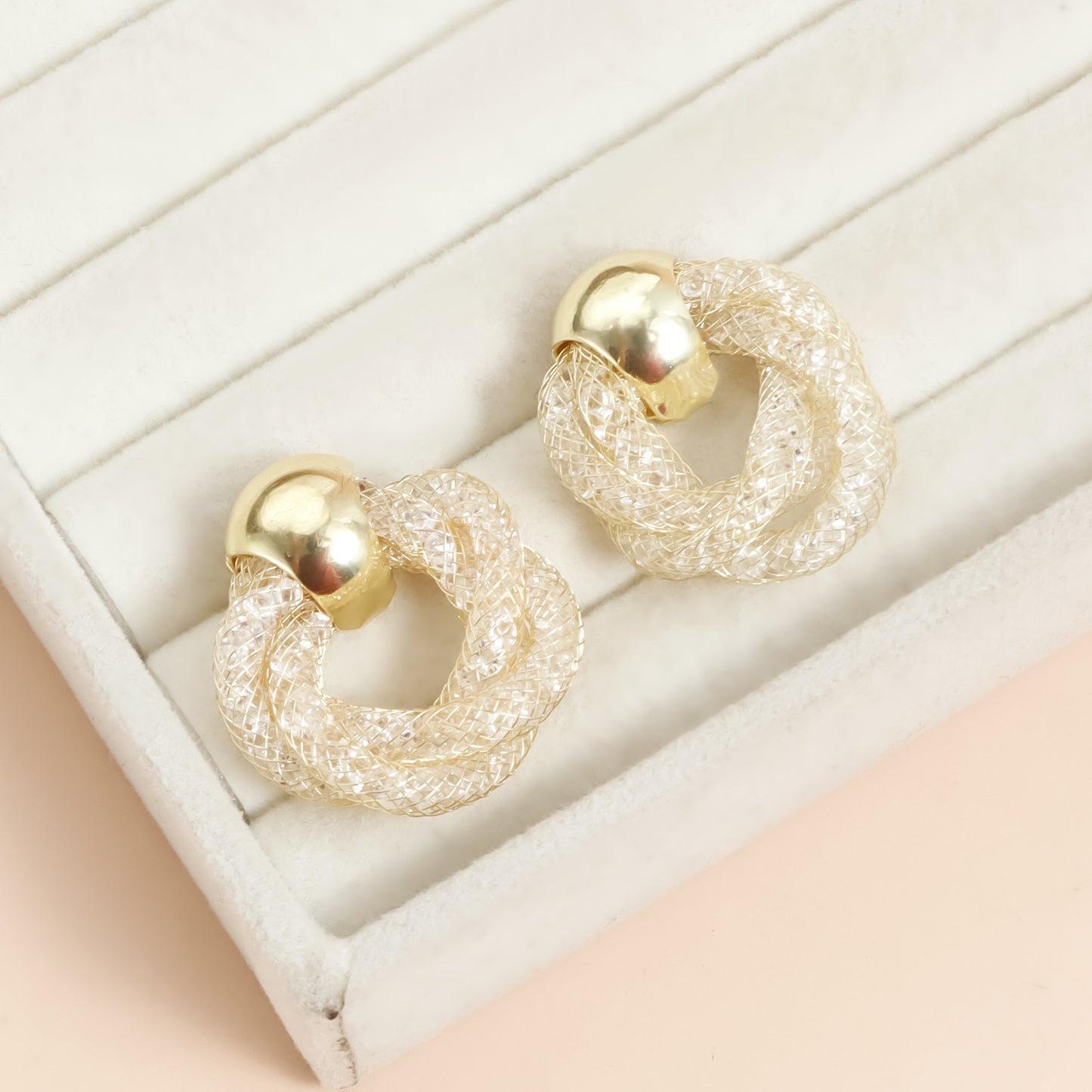 Vintage Geometric Spiral Metal Tube Stud Earrings for Women