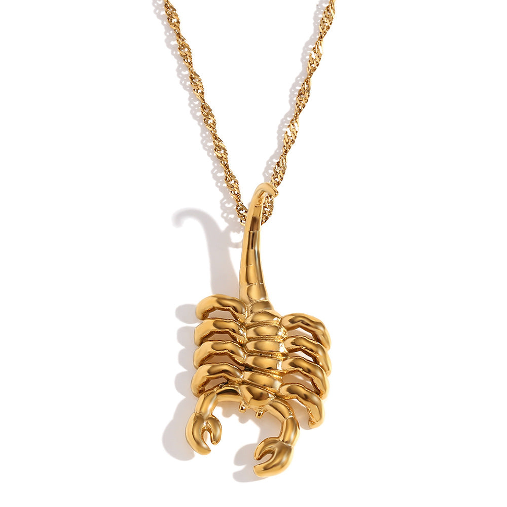 Fashionable Scorpion Pendant Necklace for Women Stainless Steel with 18K Gold Plating Animal Design