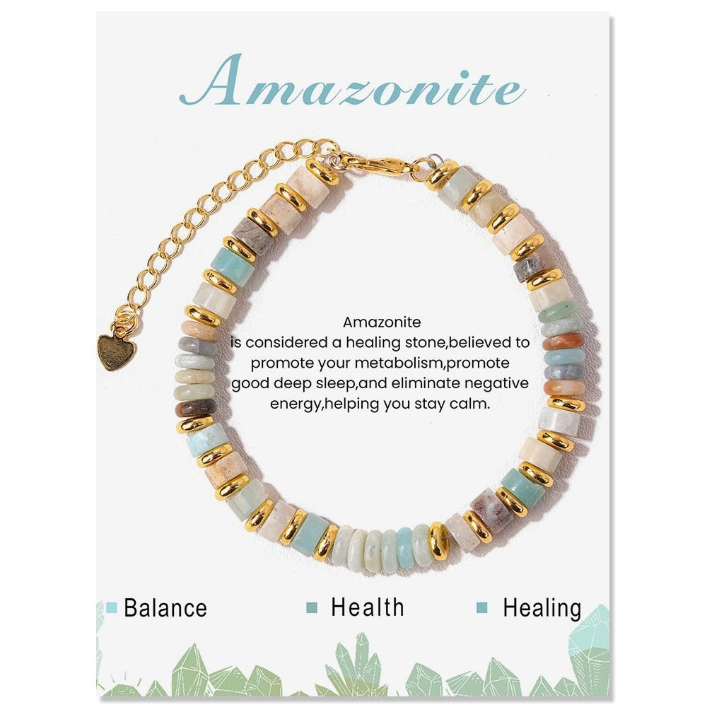 Bohemian Minimalist Natural Tiger's Eye Round Geometric Bracelet Unisex Jewelry