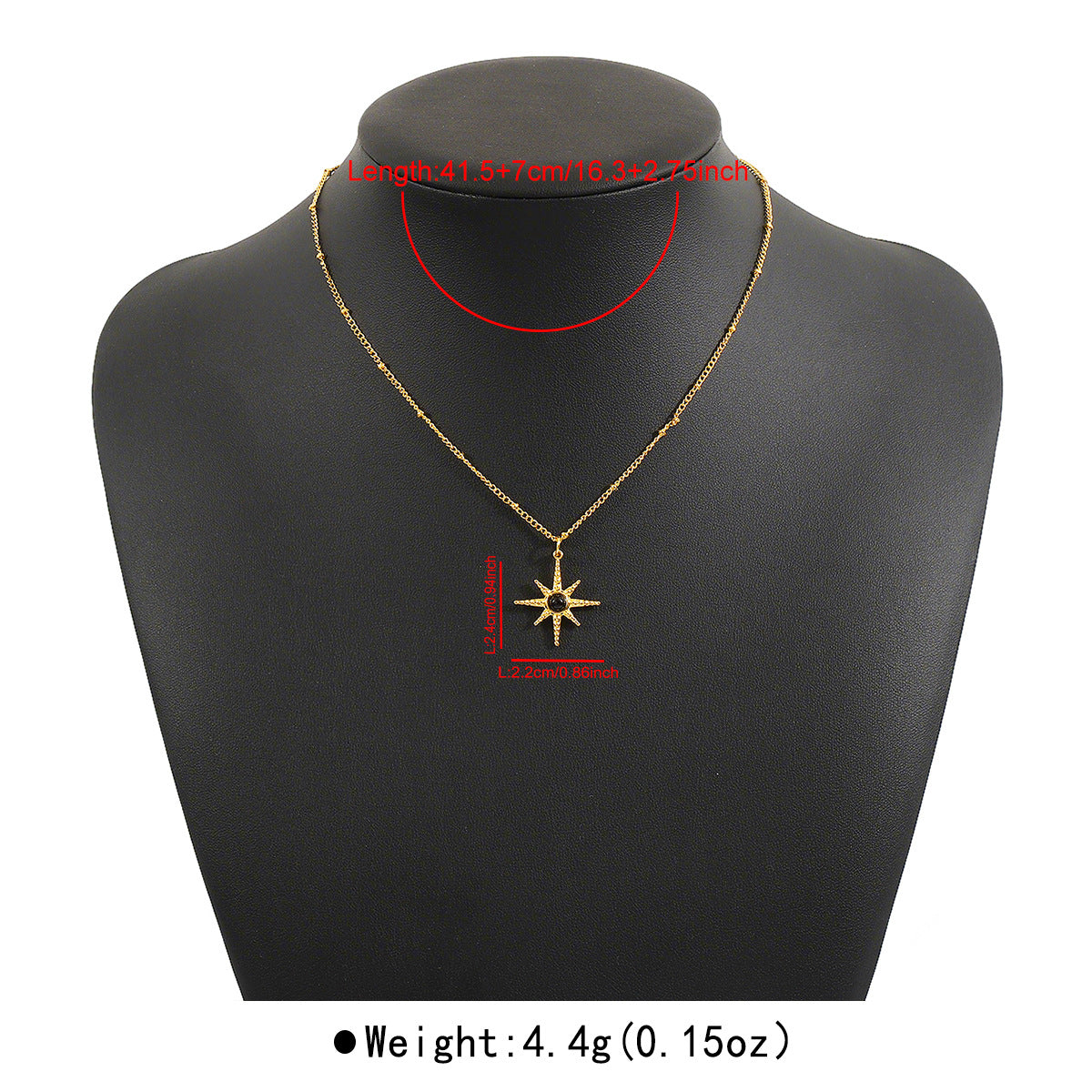 Minimalist Eight-Pointed Star Pendant Necklace for Women in Iron with Plated Finish