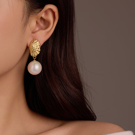 Orecchini a perno da donna in acciaio inossidabile con perle, stile geometrico e finitura placcata, ispirati al vintage