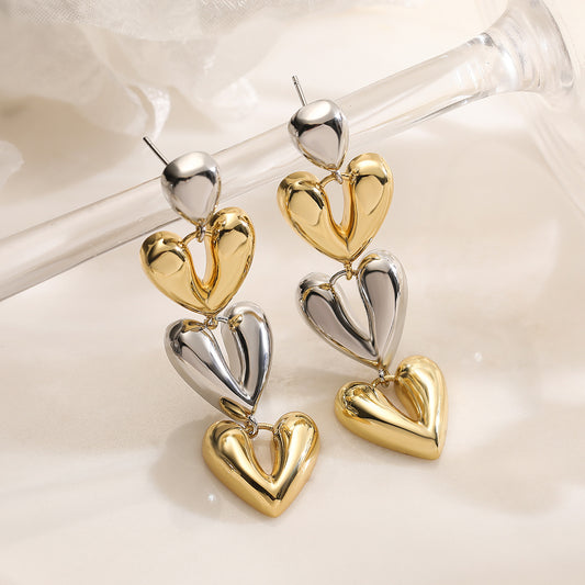Pendientes Minimalistas de Cobre Chapados en Oro con Forma de Corazón e Diseño Irregular para Mujer