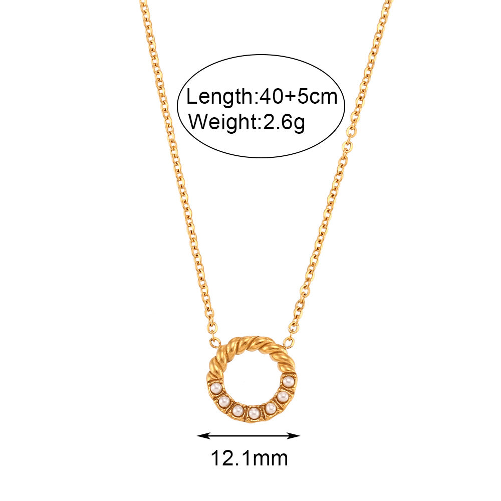 Collana pendente a cerchio ritorto geometrico minimalista in acciaio inossidabile da donna con pendente in acciaio al titanio e finitura galvanica