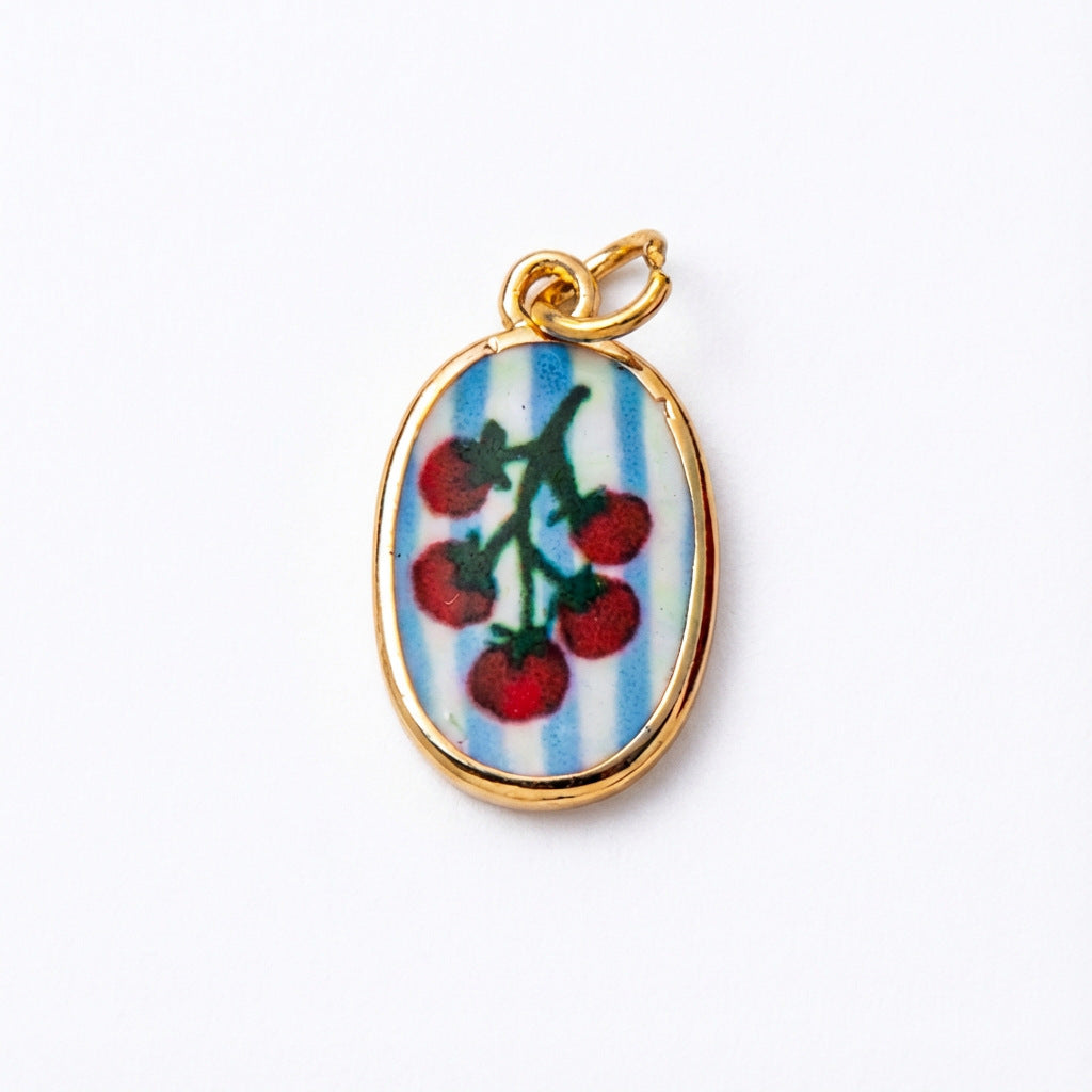 Vintage 18K Gold Plated Cartoon Drip Oil Brass Charm Bar Pendant for Women