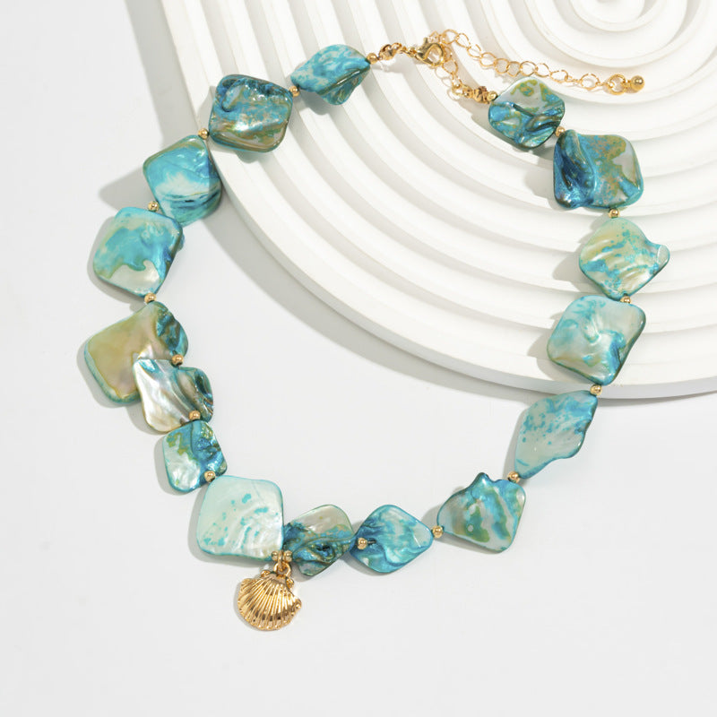 Sweet Geometric Star Shell Alloy Plated Necklace for Women