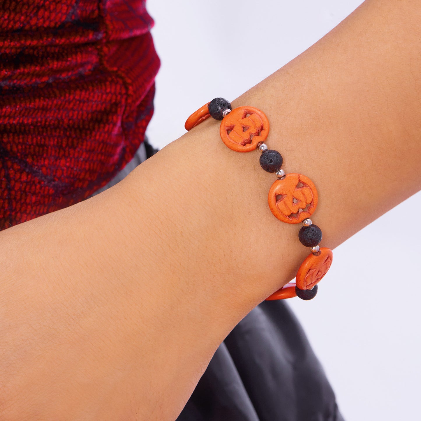 Pulsera con abalorios de araña y calabaza de Halloween gótica oscura para mujer, diseño geométrico de aleación, joyería hecha a mano