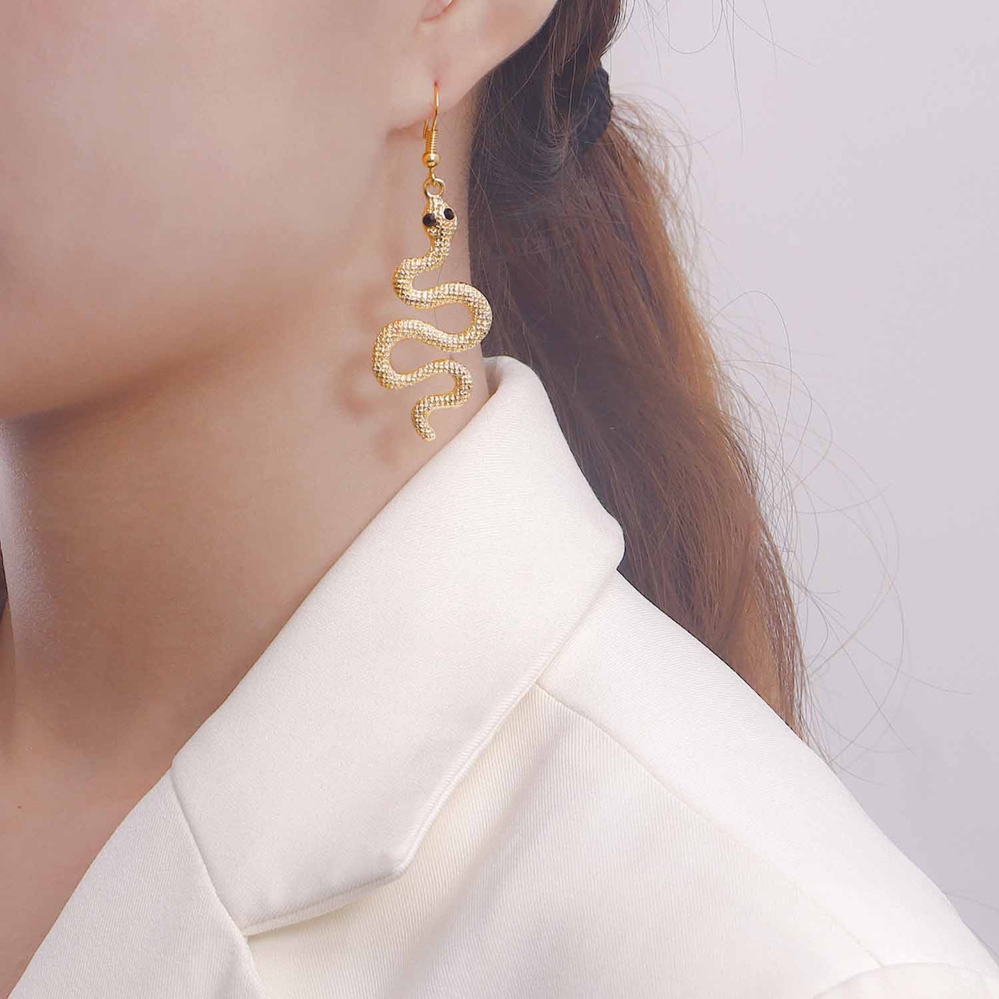 Vintage Snake-Shaped Geometric Alloy Earrings for Women with Plated Finish