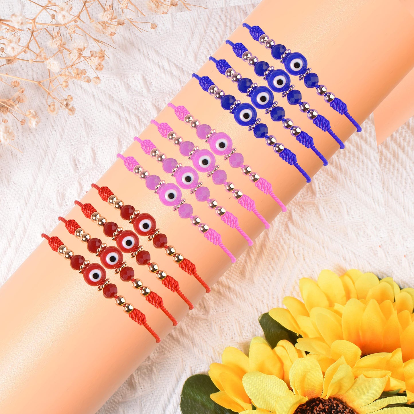 Vintage Minimalist Geometric Acrylic Evil Eye Braided Bracelet Unisex