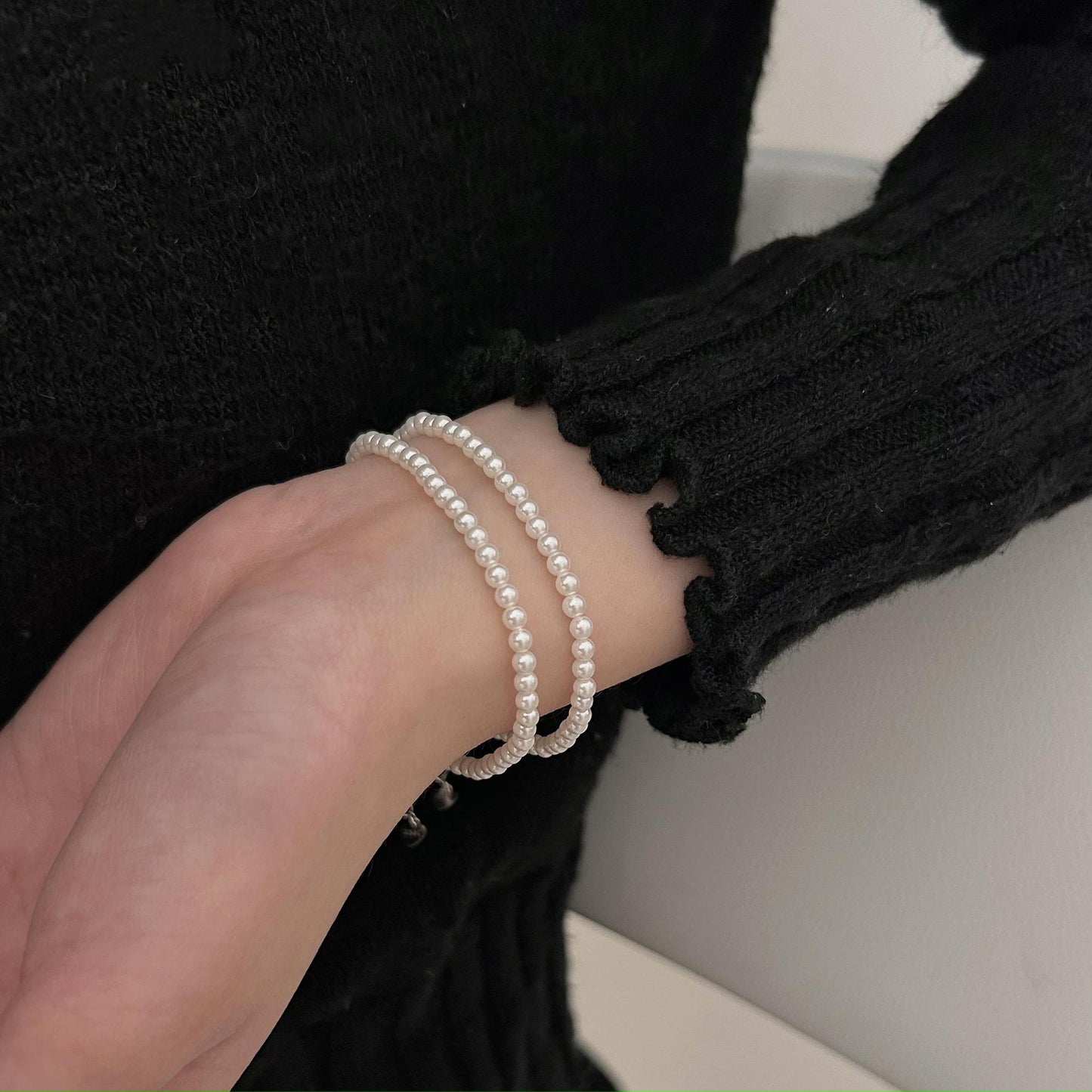 Minimalist Fresh Sweet S925 Sterling Silver Pearl Bracelet with Handmade Finish