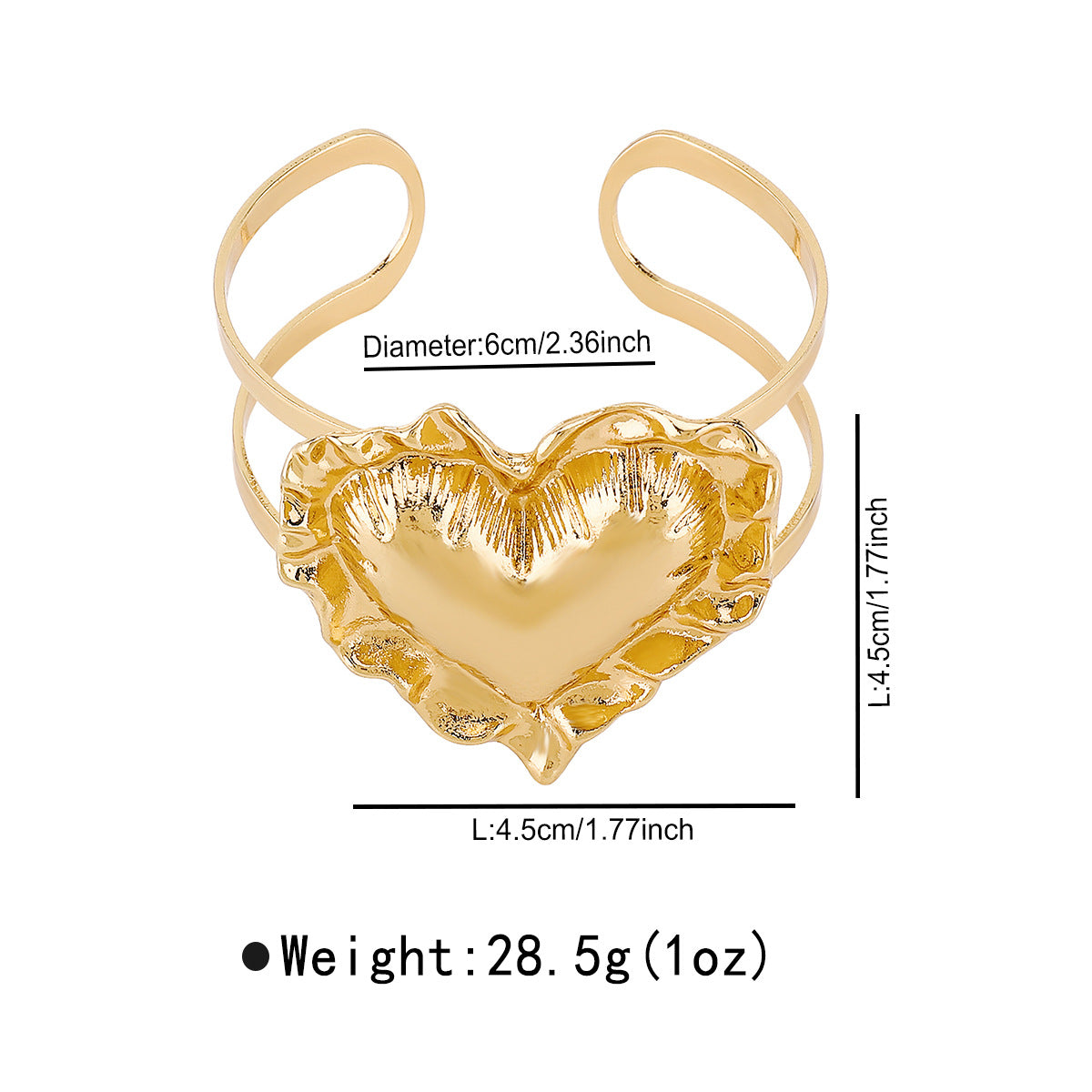 Bracciale con cuore geometrico ispirato al vintage in lega con perle simulate elettroplaccate da donna