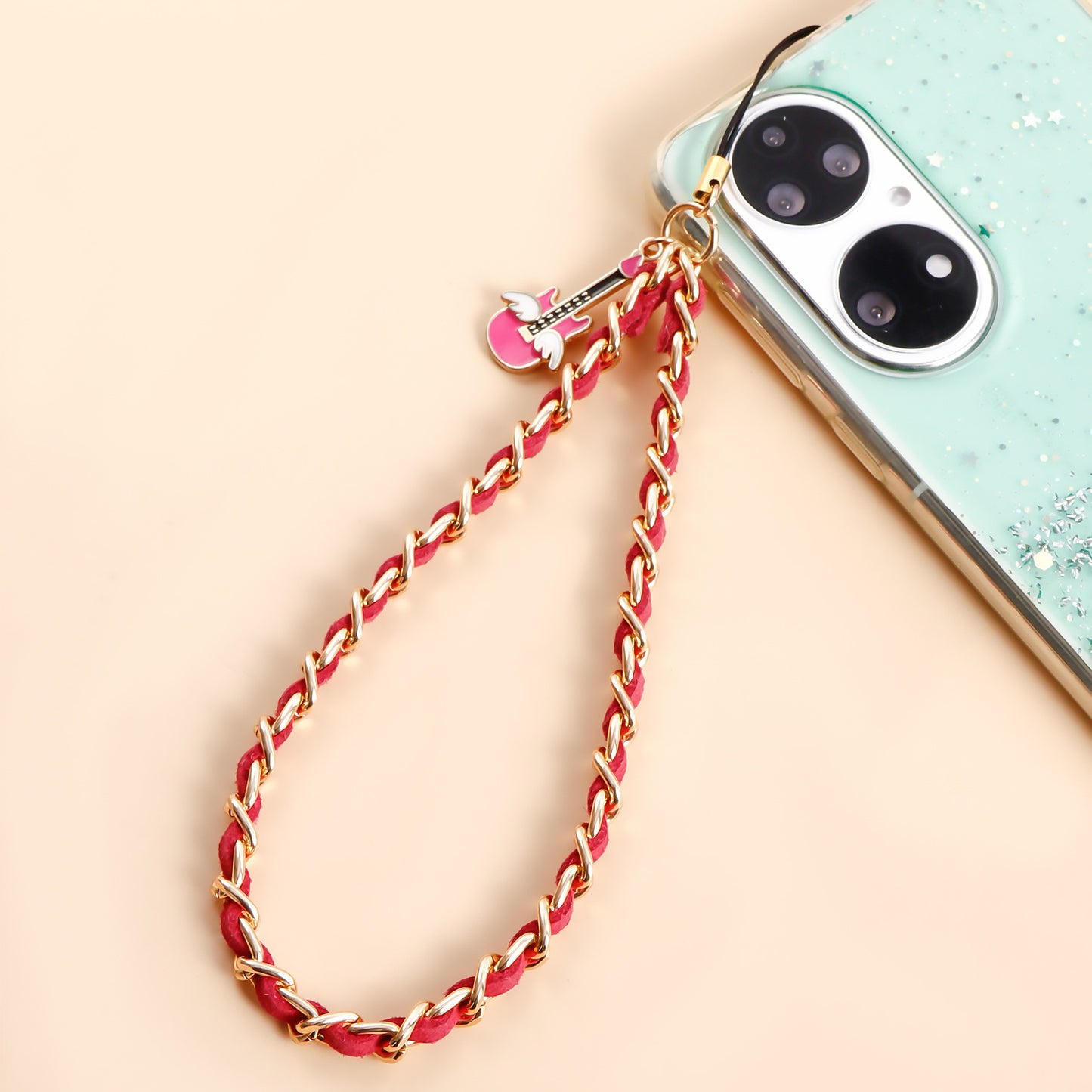 Minimalist Acrylic Heart Teardrop Plated Phone Chain Strap