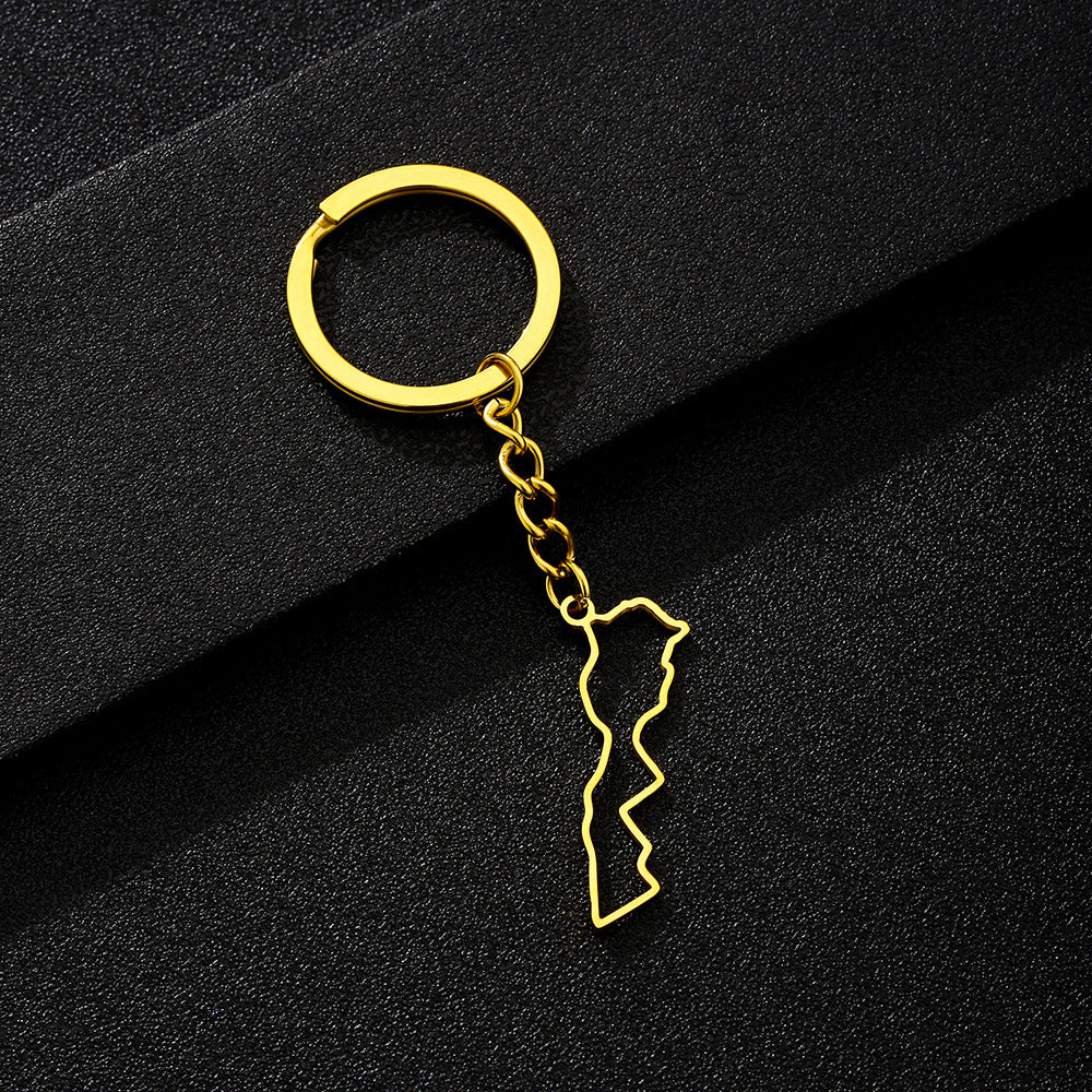 Llavero colgante marroquí de estilo étnico en acero inoxidable pulido para hombres y mujeres
