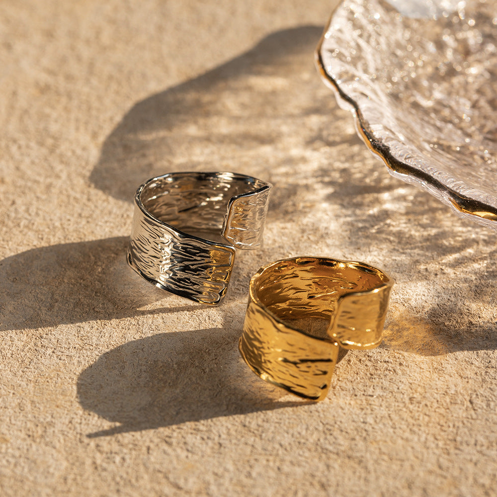 Anello Regolabile in Acciaio Inossidabile con Placcatura in Oro 18K, Forma Geometrica, Gioielli alla Moda per Donne