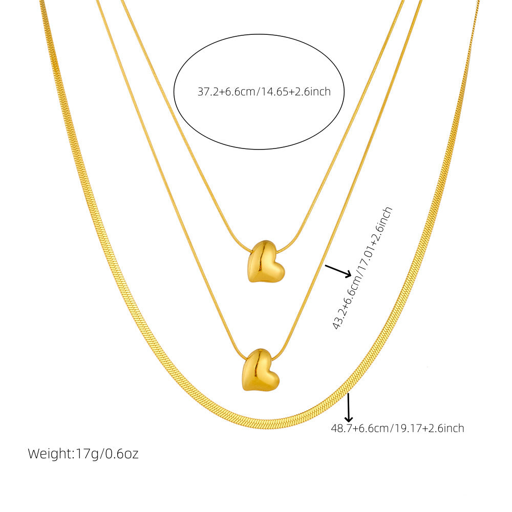Minimalist Gold Plated Heart Stainless Steel Necklace for Women