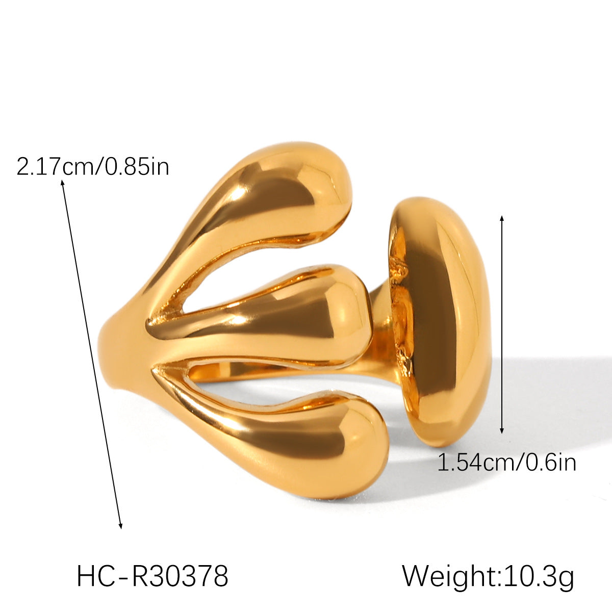 Minimalist Geometric Stainless Steel Ring for Women with 18K Gold Plating Titanium Steel Finish