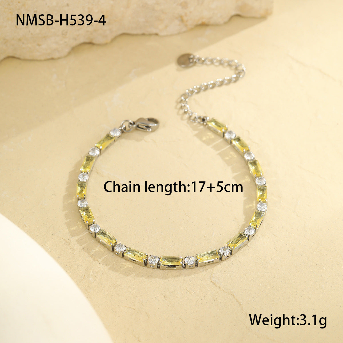 Fashionable Geometric Stainless Steel Bracelet for Women with Colorful Zirconia Plating Elegant Minimalist Everyday Jewelry