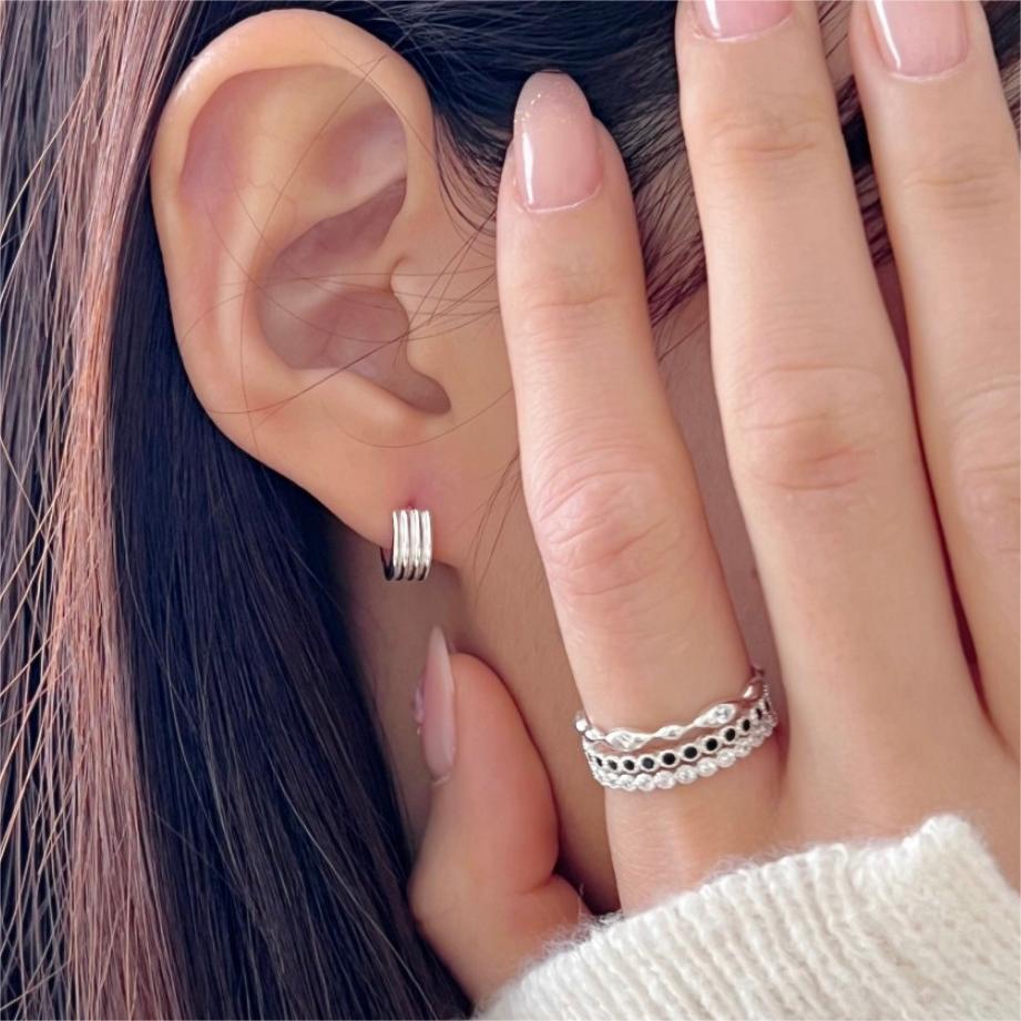 Minimalist Geometric Silver Stud Earrings in 925 Sterling Silver with Plated Finish