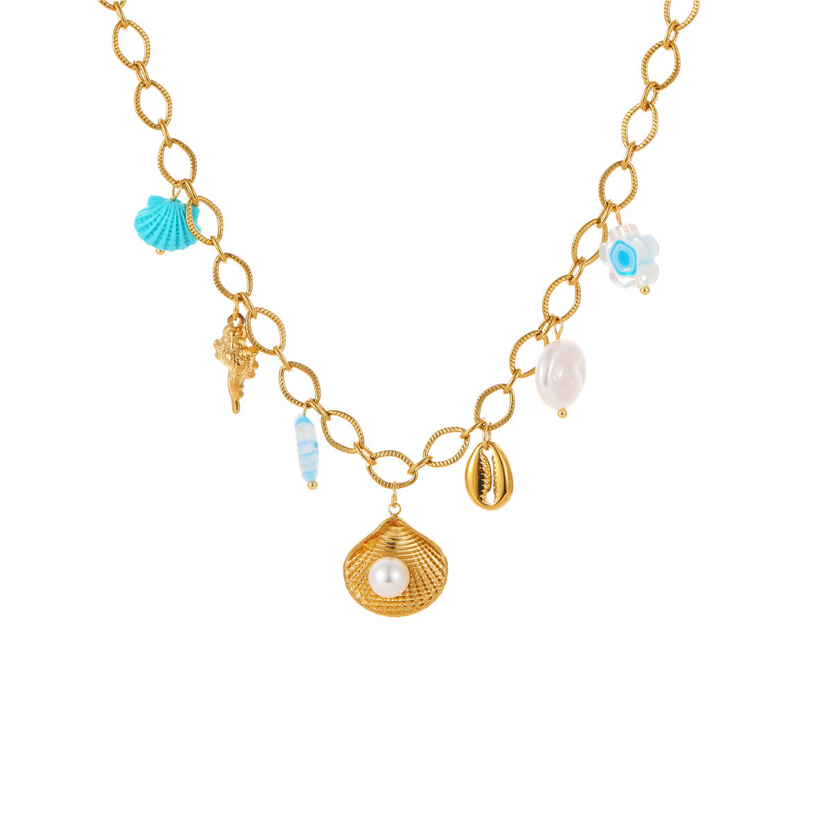 Collana alla moda in acciaio inossidabile a forma di stella con finitura smaltata da donna, gioielli Dopamine ispirati all'oceano