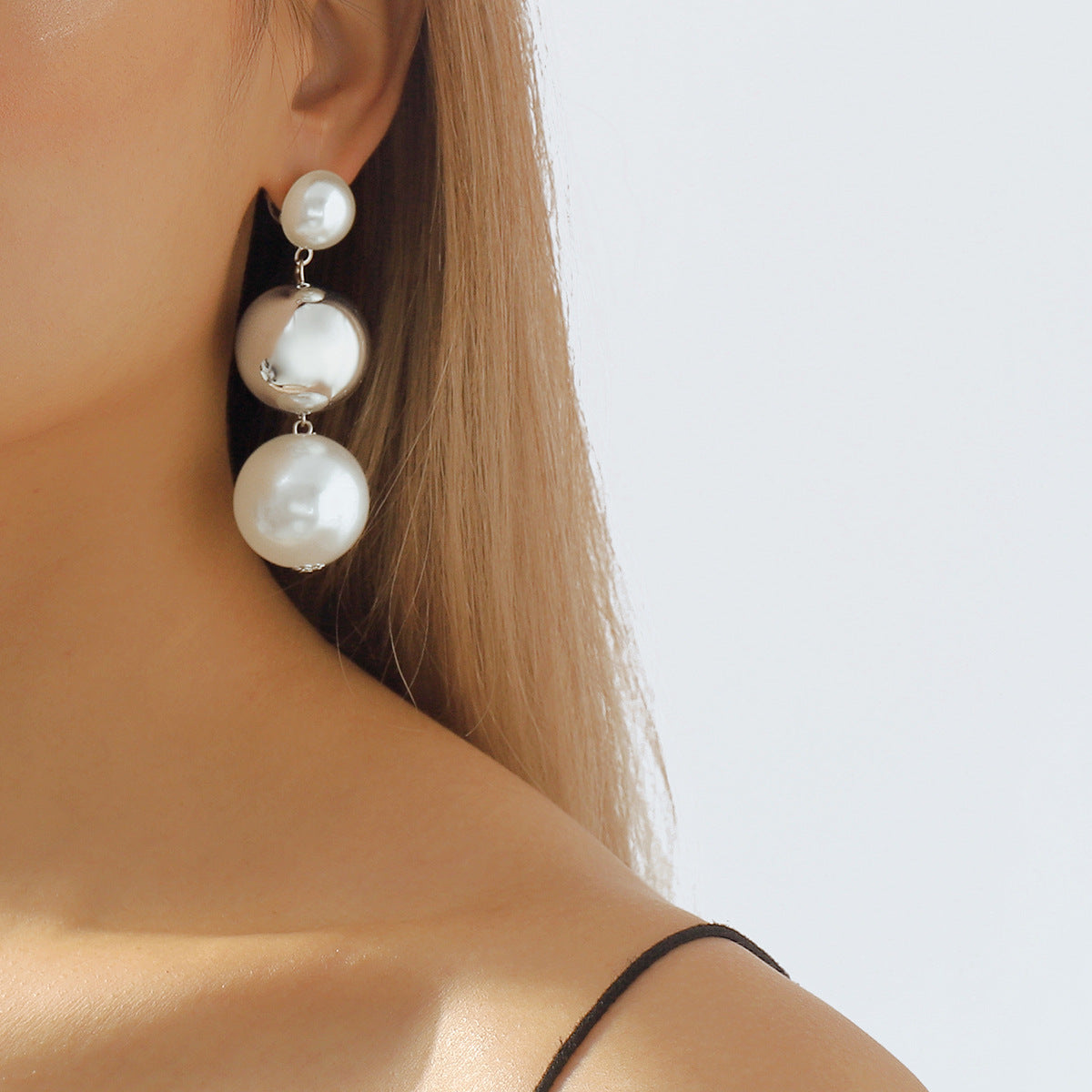 Pendientes de perlas geométricos con flecos, dulces y atrevidos, para mujer, con base de hierro y acabado artesanal