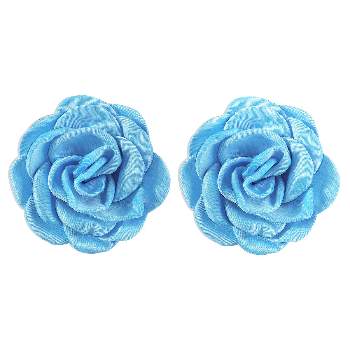 Dulces y Atrevidos Aretes Geométricos de Rosa con Detalles de Camelias de Tela en Colores Pastel Macaron