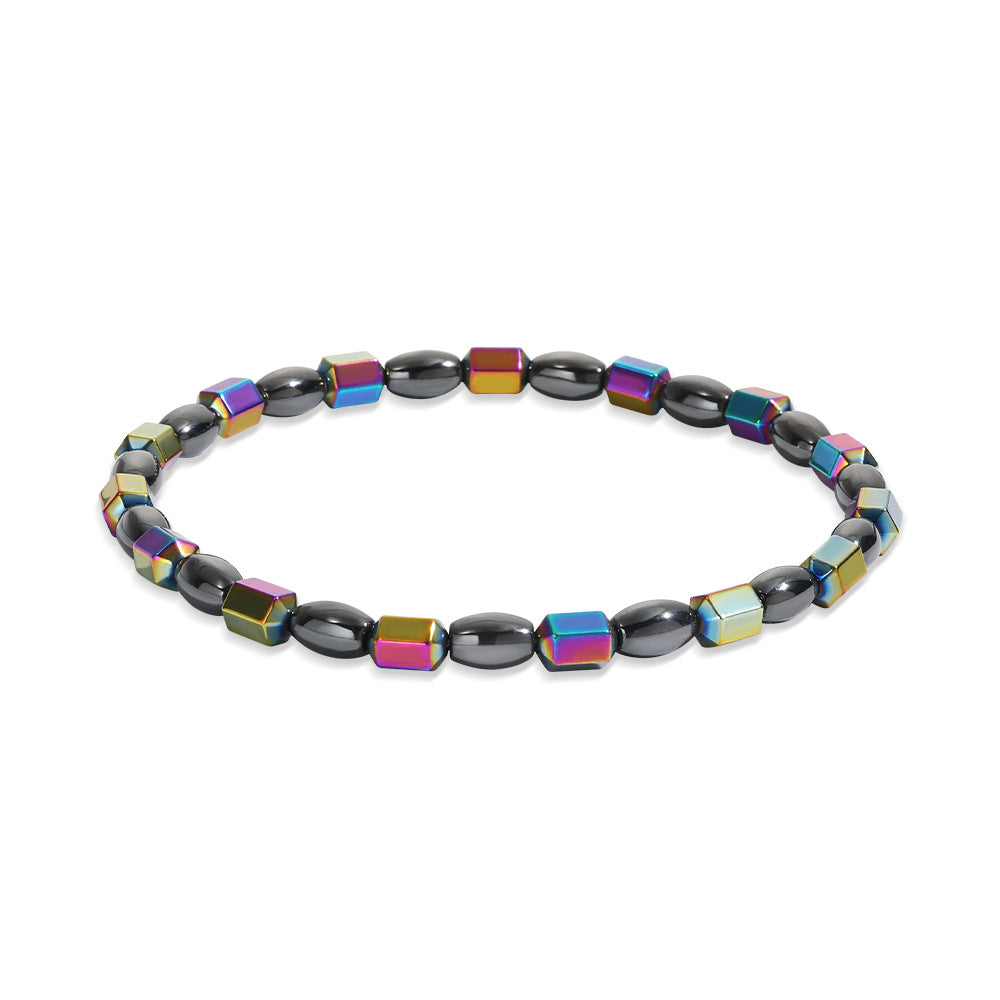 Minimalist Geometric Magnetic Material Beaded Anklet for Women and Couples