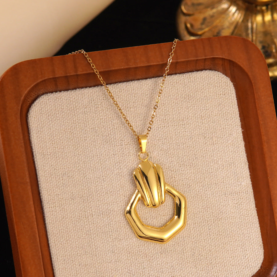 Conjunto de joyas de acero inoxidable con baño de oro minimalista con colgante de corazón floral y lazo en cadena para mujer