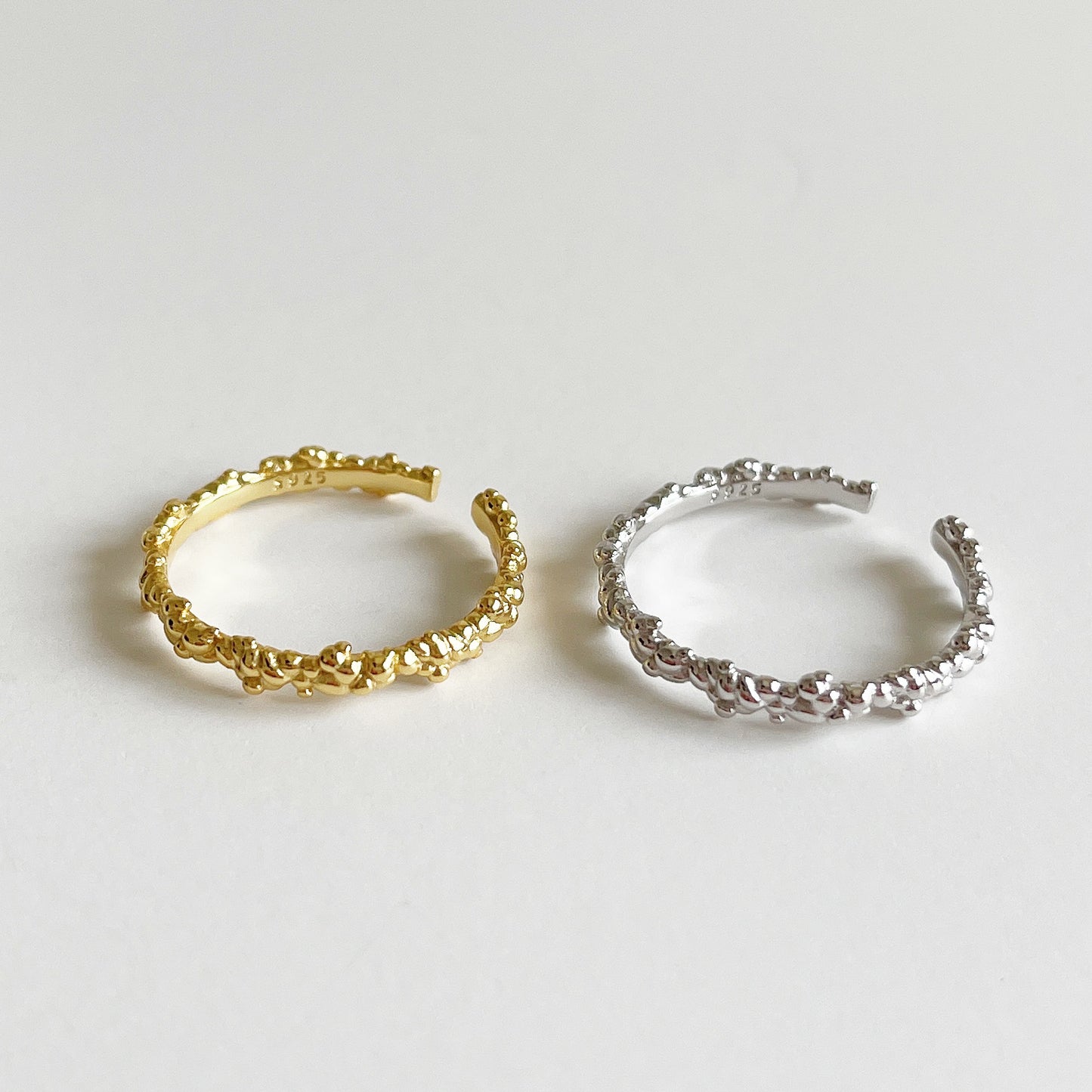 925 Sterling Silver Irregular Bubble Texture Ring for Women