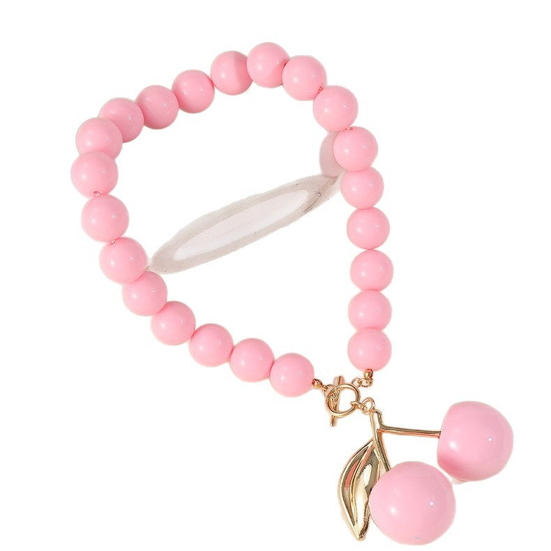 Personalized Cherry Pendant Acrylic Bead Necklace for Women