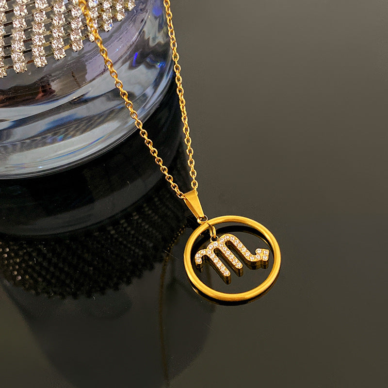 Sporty Sweet Gold Plated Titanium Steel Necklace with Brass Pendant for Unisex
