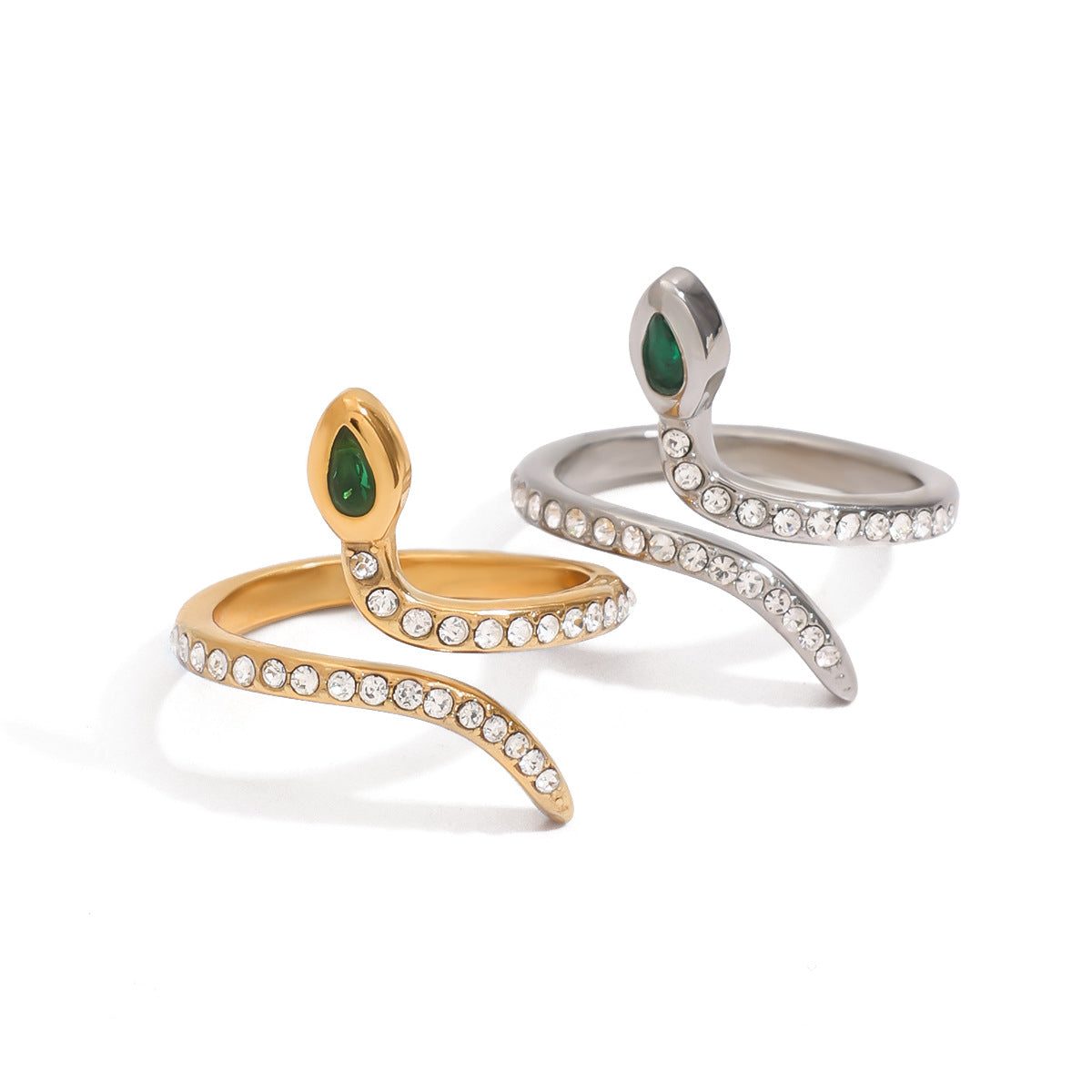 Geometric Snake Stainless Steel Plated Ring for Women