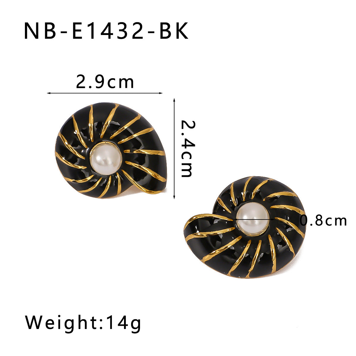 Vintage Seashell-Shaped Enamel-Dipped Stainless Steel Earrings for Women with Geometric Design and 18K Vacuum Plating