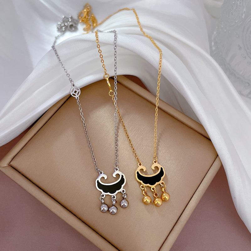 Minimalist Geometric Titanium Steel Necklace with Gold Plating for Women