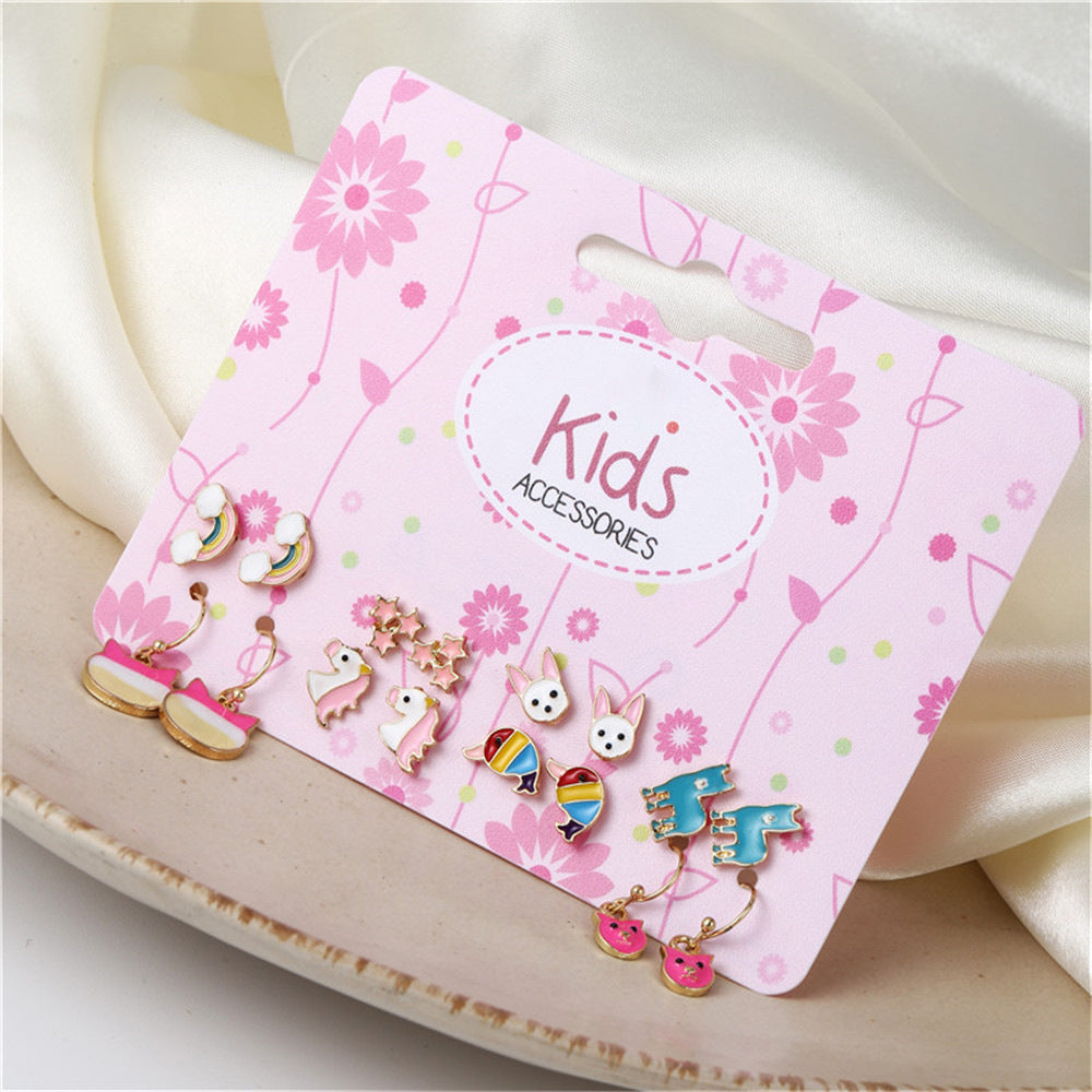Drip Oil Alloy Animal Stud Earrings Set for Women