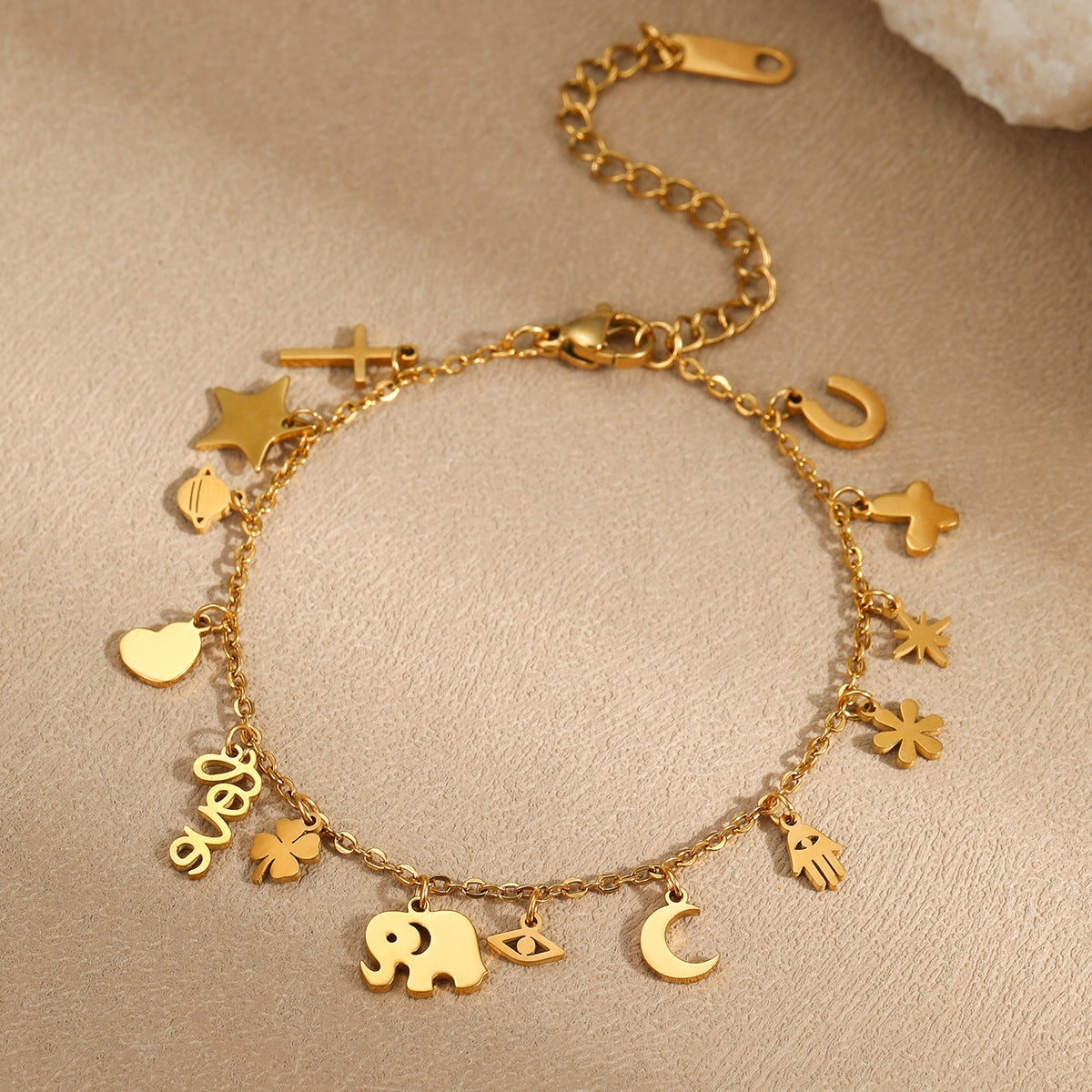 Fashionable Geometric Stainless Steel Bracelet with 18K Gold Plating for Women