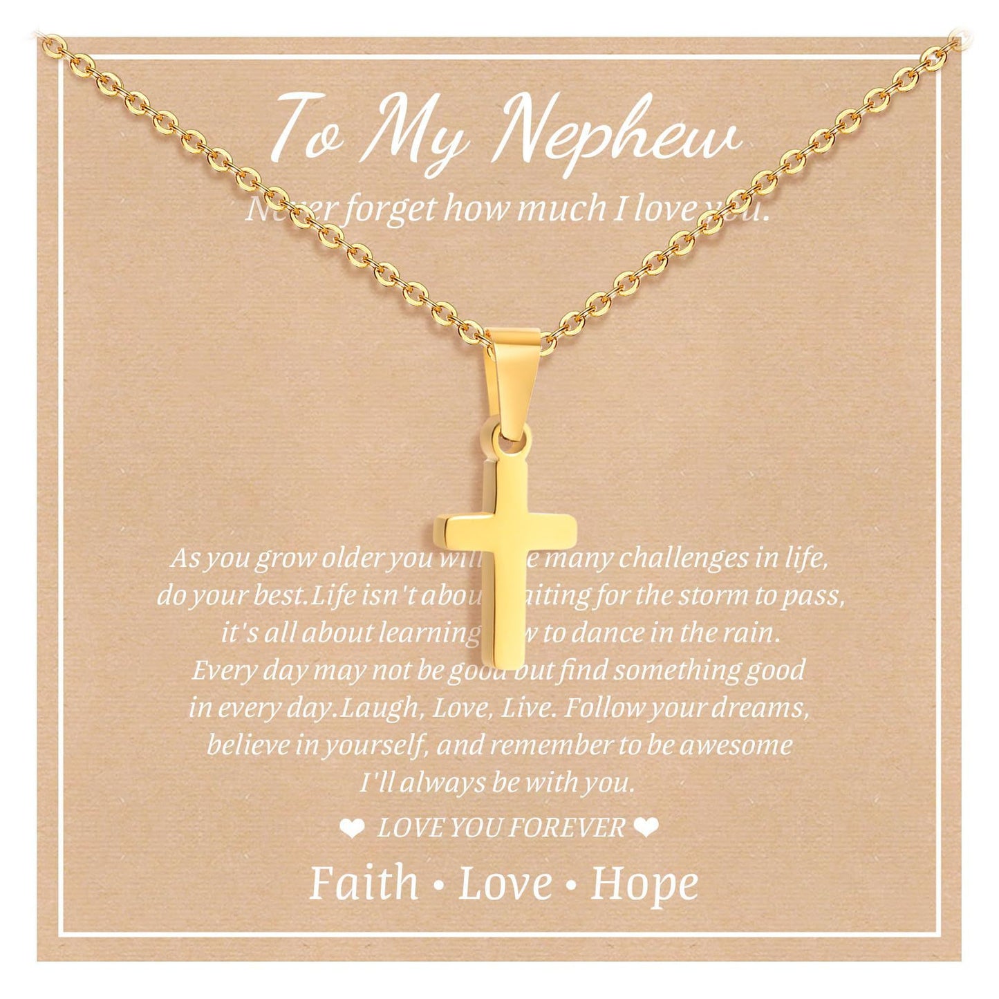 Elegant Business Geometric Cross Pendant Stainless Steel PVD Cable Chain Necklace Unisex