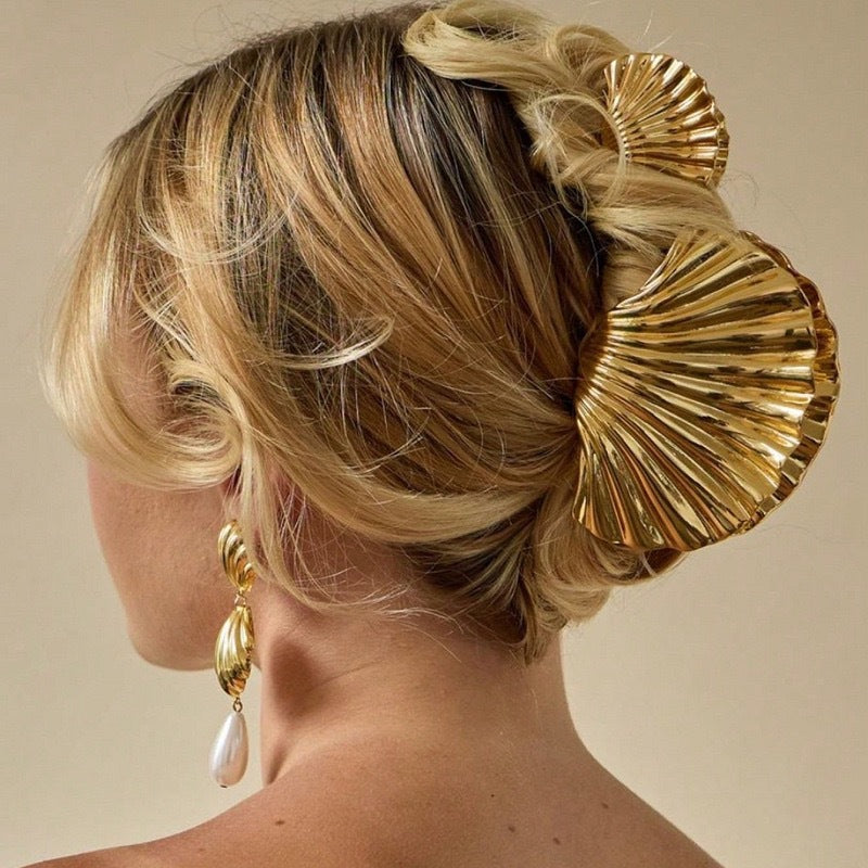 Fermaglio per Capelli a Morsa in Metallo da Donna Stile Punk Casual con Motivo a Guscio Placcato