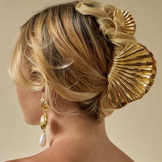 Fermaglio per Capelli a Morsa in Metallo da Donna Stile Punk Casual con Motivo a Guscio Placcato