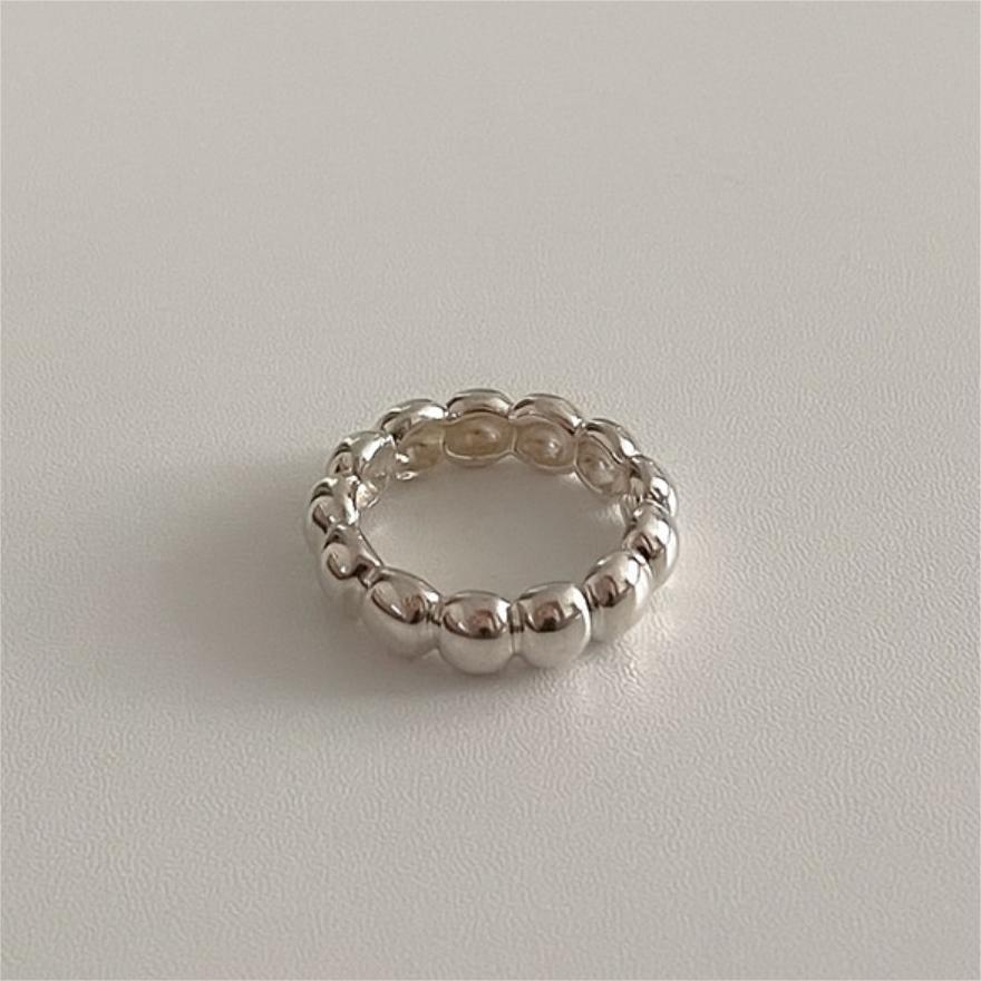 Minimalist Heart-Shaped 925 Sterling Silver Ring with Beveled Square Beads for Women