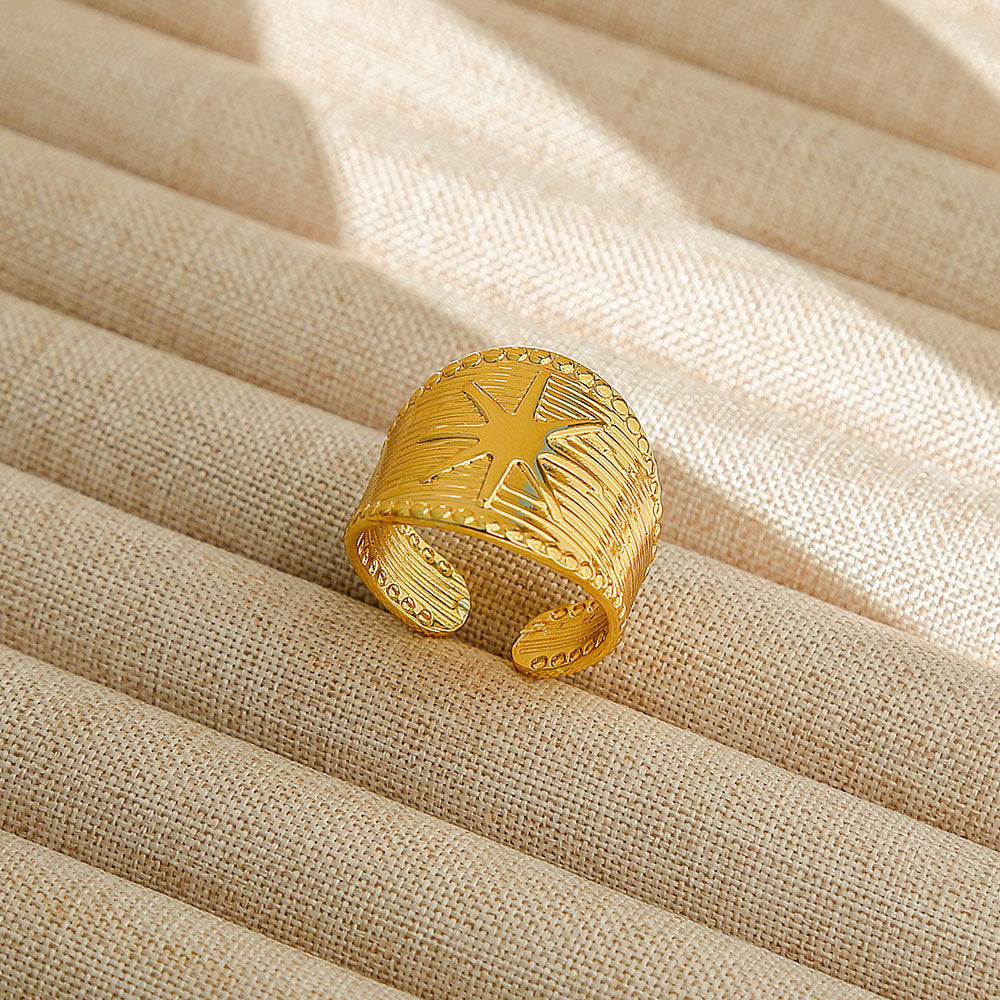Anello regolabile in acciaio al titanio, stile hip hop geometrico, placcato per donna