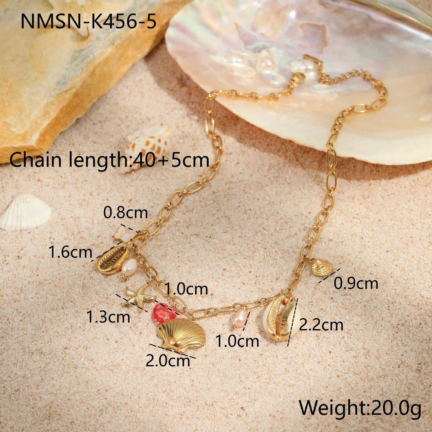 Fashionable Summer Ocean-Themed Stainless Steel Necklace with Starfish and Seashell Pendant, Electroplated for Fade Resistance, Women's Minimalist Beach Jewelry