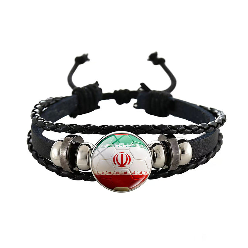 Unisex Geometric Round Braided Leather Bracelet Adjustable Handmade Wristband